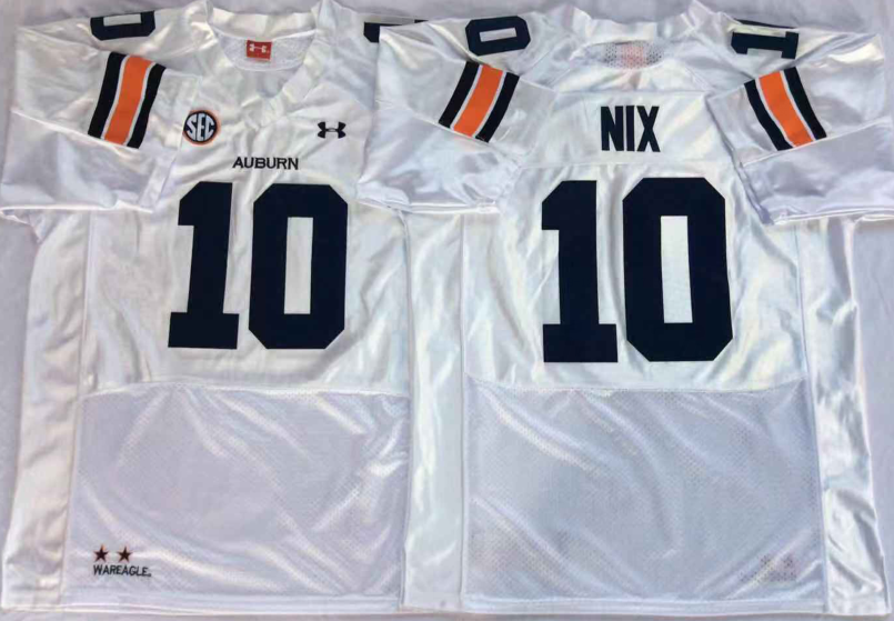 NCAA Men Auburn Tigers White #10 NIX